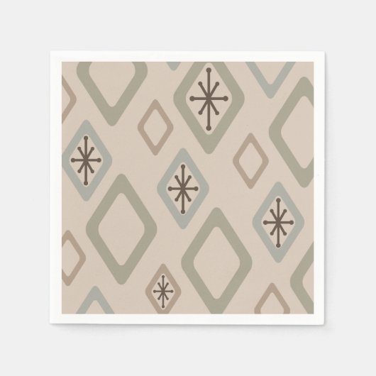 Mid Century Diamonds Zachte Neutralen Servet (Voorkant)