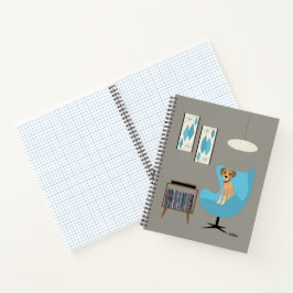 Mid Century Dog with Record Player Notitieboek