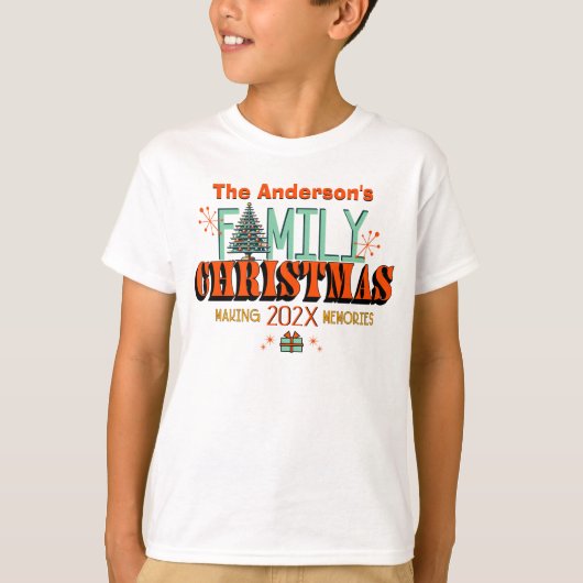 Mid Century Familie Kerstmis T-shirt (Voorkant)