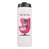 Mid Century Fancy Cats in Pink Chair Polka Dots Thermosbeker (Voorkant)