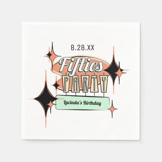 Mid-Century Fifties Party Papieren servetten (Voorkant)