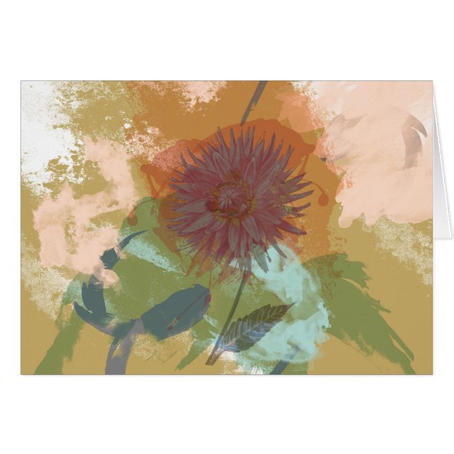 Mid Century Floral Abstract Blush Mint Green Gold (Voorkant Horizontaal)