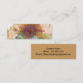 Mid Century Floral Abstract Blush Mint Green Gold Mini Visitekaartje (Voorkant / Achterkant)