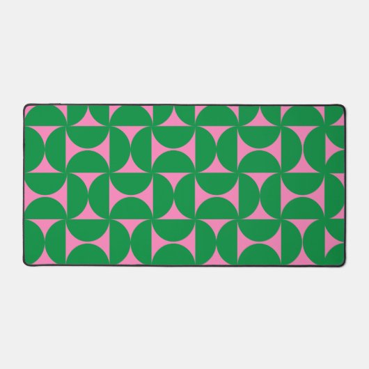 Mid Century Forest Groen & Roze Geometrisch Bureaumat (Voorkant)