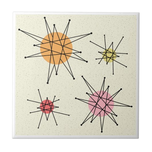 Mid Century Franciscan Starburst 7  Tegeltje (Voorkant)