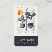 Mid Century fun Modern House Plant Geel en Navy Visitekaartje (Voorkant)