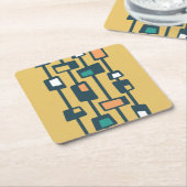 Mid Century Funky Blocks Geel Kartonnen Onderzetters (Schuin)