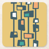 Mid Century Funky Blocks Geel Kartonnen Onderzetters (Voorkant)