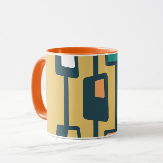 Mid Century Funky Blocks Geel Mok (Voorkant links)
