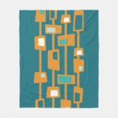 Mid Century Funky Blocks Sinaasappel Fleece Deken (Voorkant)