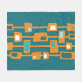 Mid Century Funky Blocks Sinaasappel Fleece Deken (Voorkant (Horizontaal))