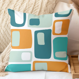 Mid Century Funky geometrische vormen Blauwgroen A Kussen