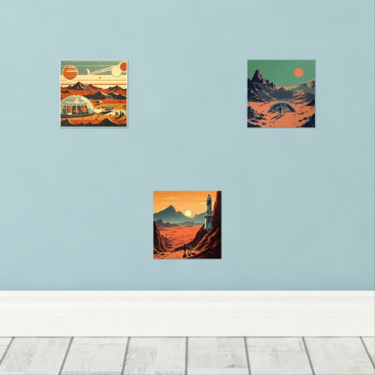 Mid-Century Futurismus Muurkunst Sets (Houten vloer)