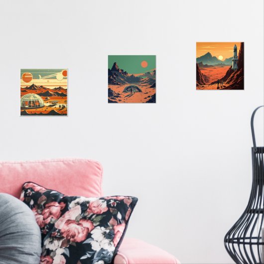 Mid-Century Futurismus Muurkunst Sets (Woonkamer)