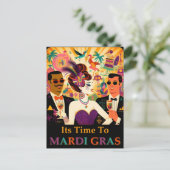 Mid Century Futuristische Mardi Gras Cocktail Part Briefkaart (Staand voorkant)