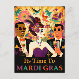 Mid Century Futuristische Mardi Gras Cocktail Part Briefkaart