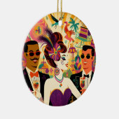 Mid Century Futuristische Mardi Gras Cocktail Part Keramisch Ornament (Rechts)