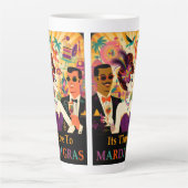 Mid Century Futuristische Mardi Gras Cocktail Part Latte Mok (Voorkant)