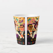 Mid Century Futuristische Mardi Gras Cocktail Part Latte Mok (Voorkant)
