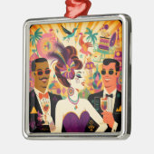 Mid Century Futuristische Mardi Gras Cocktail Part Metalen Ornament (Links)