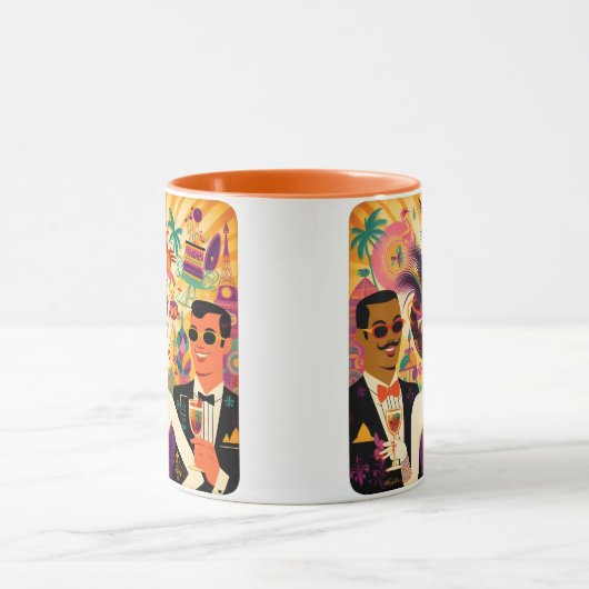 Mid Century Futuristische Mardi Gras Cocktail Part Mok (Midden)