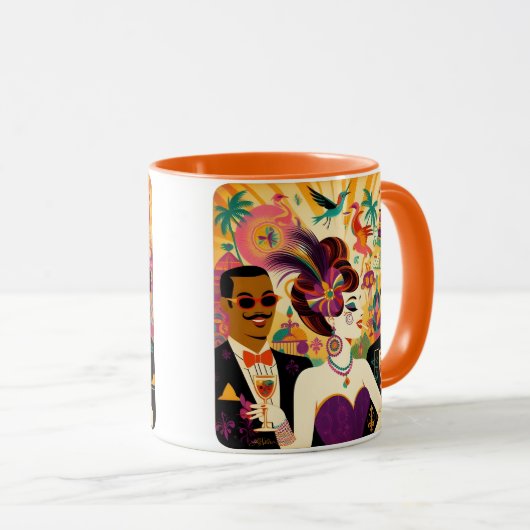 Mid Century Futuristische Mardi Gras Cocktail Part Mok (Voorkant rechts)