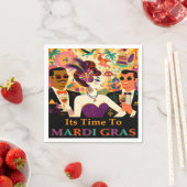 Mid Century Futuristische Mardi Gras Cocktail Part Servet (Insitu)