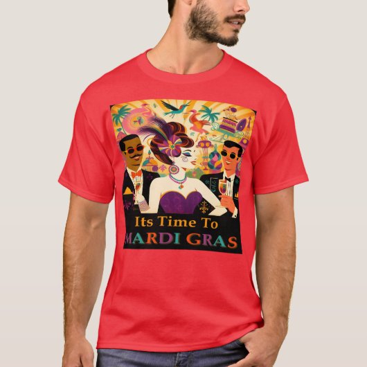 Mid Century Futuristische Mardi Gras Cocktail Part T-shirt (Voorkant)