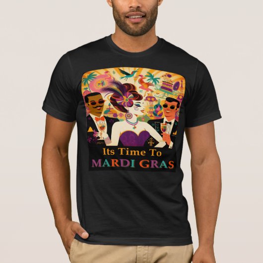 Mid Century Futuristische Mardi Gras Cocktail Part T-shirt (Voorkant)