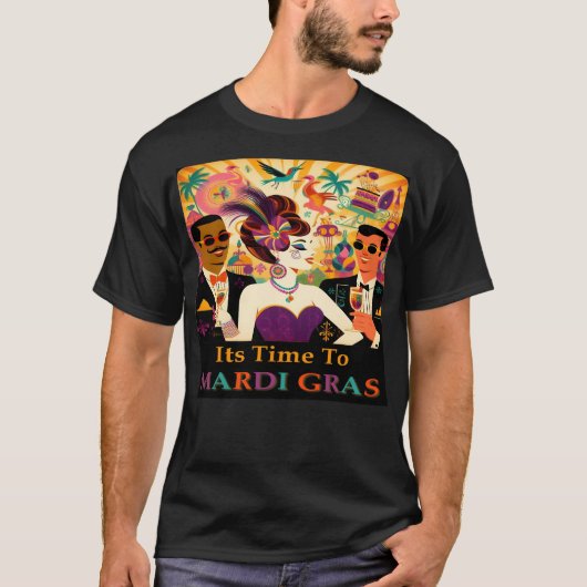 Mid Century Futuristische Mardi Gras Cocktail Part T-shirt (Voorkant)