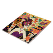 Mid Century Futuristische Mardi Gras Cocktail Part Tegeltje (Zijkant)