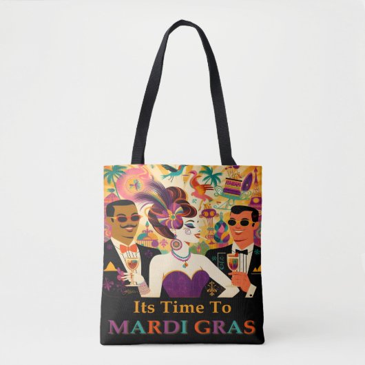 Mid Century Futuristische Mardi Gras Cocktail Part Tote Bag (Voorkant)