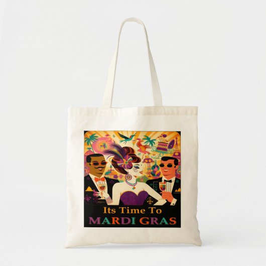 Mid Century Futuristische Mardi Gras Cocktail Part Tote Bag (Voorkant)