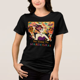 Mid Century Futuristische Mardi Gras Cocktail Part Tri-Blend Shirt