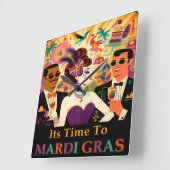 Mid Century Futuristische Mardi Gras Cocktail Part Vierkante Klok (Hoek)