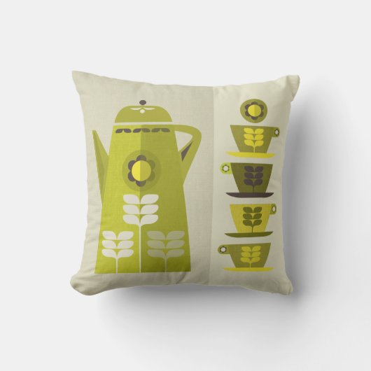 Mid Century geïnspireerd Koffiepot kussen (Voorkant)
