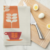 Mid Century Geïnspireerd, Oranje koffiepot, theedo Theedoek (Quarter Fold)