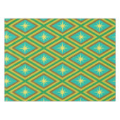 Mid Century Gele Sterren op Retro diamanten Patroo Tafelkleed (Voorkant (Horizontaal))