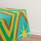 Mid Century Gele Sterren op Retro diamanten Patroo Tafelkleed (Voorbeeld)