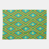 Mid Century Gele Sterren op Retro diamanten Patroo Theedoek (Horizontaal)