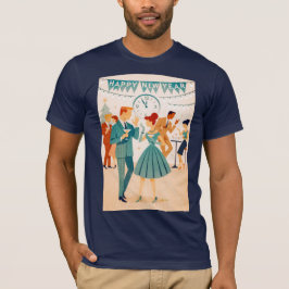 Mid Century Gelukkig Nieuwjaar De Martini Dans T-shirt