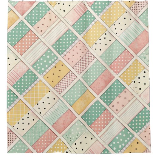 Mid-Century Geometric Design with Dots & Lines 4 Douchegordijn (Voorkant)