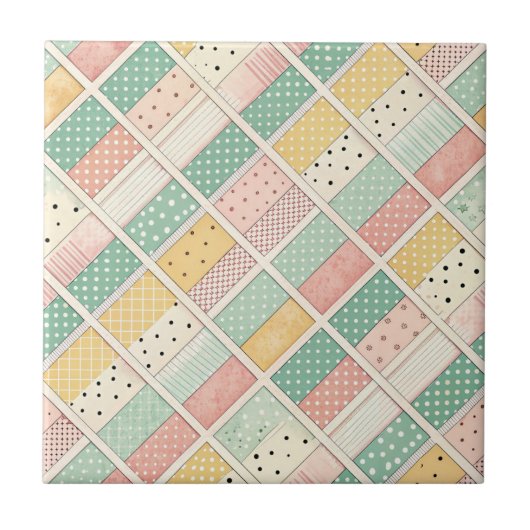 Mid-Century Geometric Design with Dots & Lines 4 Tegeltje (Voorkant)