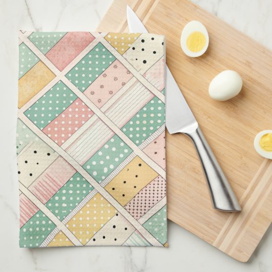 Mid-Century Geometric Design with Dots & Lines 4 Theedoek (Quarter Fold)