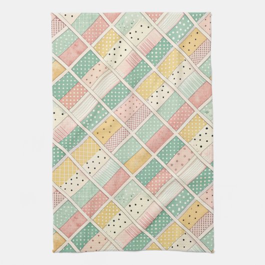 Mid-Century Geometric Design with Dots & Lines 4  Theedoek (Verticaal)