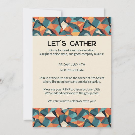 Mid-Century Geometric Teal & Orange | Custom Kaart (Voorkant)