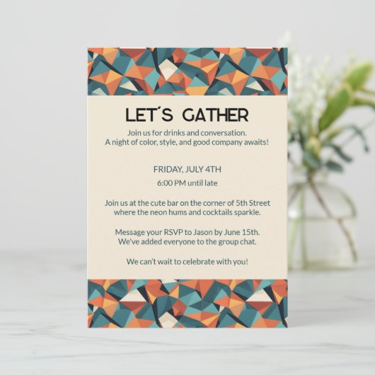 Mid-Century Geometric Teal & Orange | Custom Kaart (Staand voorkant)