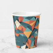 Mid-Century Geometric Teal & Orange | Custom Papieren Bekers (Links)