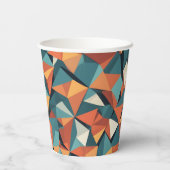Mid-Century Geometric Teal & Orange | Papieren Bekers (Achterkant)