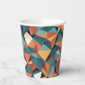 Mid-Century Geometric Teal & Orange | Papieren Bekers (Links)